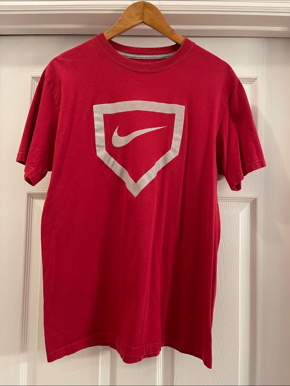 Nike Red Short Sleeve T-Shirt with White Shield Swoosh